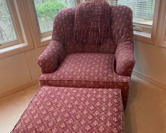 Fleur de Lis Upholstered Chair/Ottoman