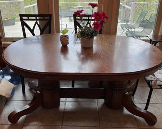 Oval Oak double Pedestal Table