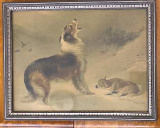 a vintage framed print or lithograph often titled "Found," "The Rescue," or "The Shepherd's Call"