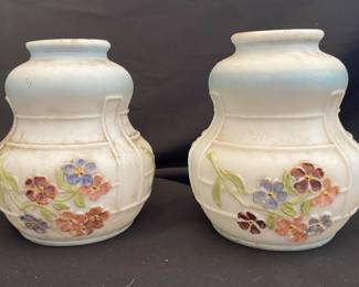 Antique milk glass shades with raised floral design