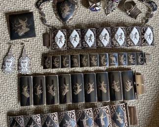 Collection of vintage sterling jewelry from Siam