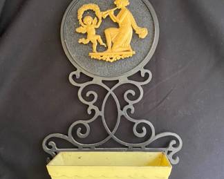 Vintage plastic wall planter with Greek image