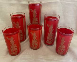 Two sizes, vintage Asian motif drinking glasses