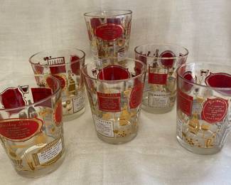 Vintage set of large cocktail glasses
