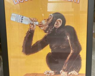 Lg. framed liquor brand print