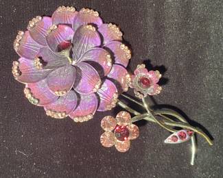 Lg. vintage enamel flower pin