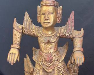 Hand-carved Thai dancer figure with posable arms