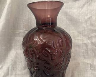 Hand-blown purple glass vase