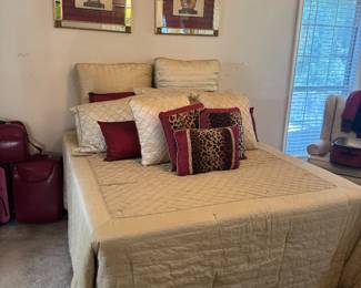 King bedding with decorative pillows