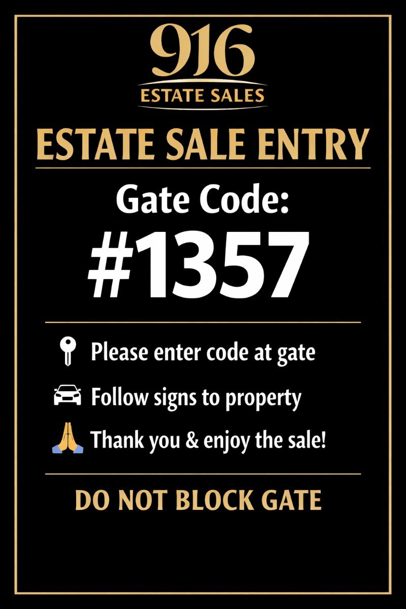 Estate sale entry sign details