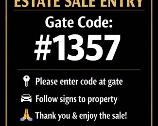 Estate sale entry sign details