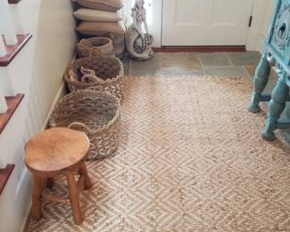 Baskets; area rug