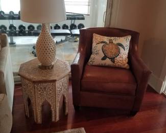 Accent table, table lamp, arm chair - two of each available