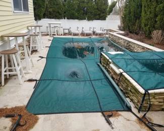 Pool cover; Polywood high-top bar sets