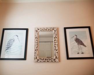 Shorebird art; wall mirror