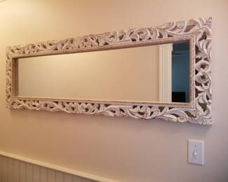 Large carved wood frame mirror