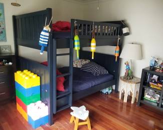 Bunk beds; accent table; table lamp