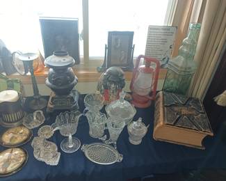 Crystal, cast iron stove and old bible