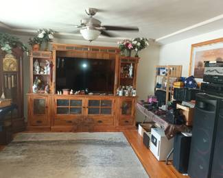 Wood and slate entertainment center 