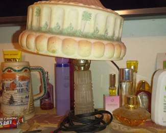 Birthday cake antique glass lamp