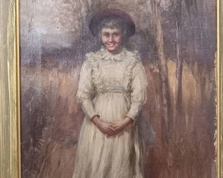 Lot 99: Antique Framed Portrait of a Young Girl