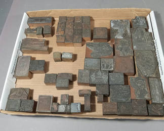 Lot 145: Antique Metal & Wood Letterpress Blocks
