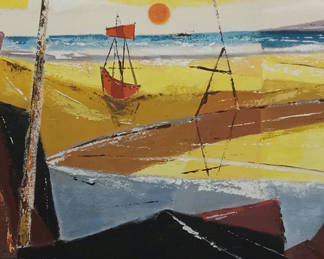 Lot 107: Philip Hicken Acrylic on Paper Beach Scenes