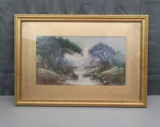 Lot 98: Antique Framed Pastel Landscape