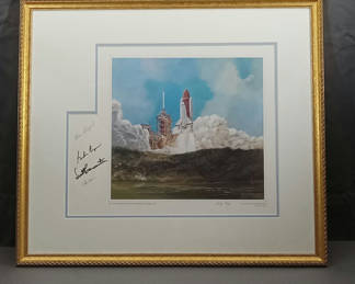Lot 157: George Guzzi Print / Astronaut Autographs