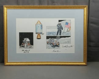 Lot 158: George Guzzi Framed Illustration / Astronaut Autographs