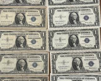 Assorted $1 Silver Certificate Notes - 1928 to 1957