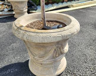 Several concrete planters