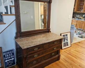 EASTLAKE MARBLE TOP DRESSER & MIRROR $250.00