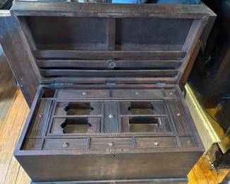 interior of mahogany chest