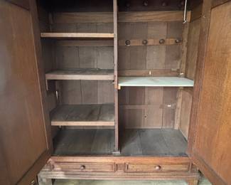 interior of German oak cupboard