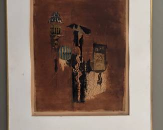 Abstract etching attributed to Johnny Friedlaender