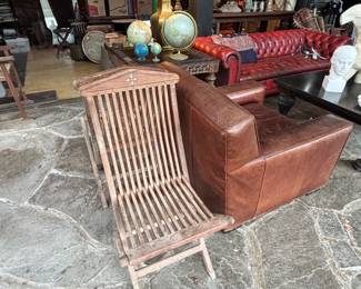 Hand carved folding chairs with inlay detail