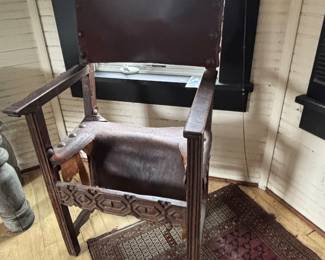 Italian baroque style carved walnut armchair, seat needs repair