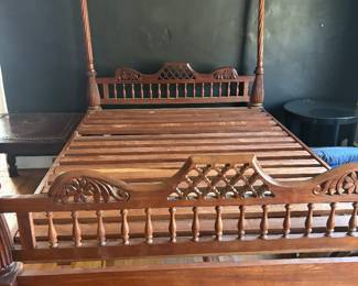 Hand carved mahogany four poster bed