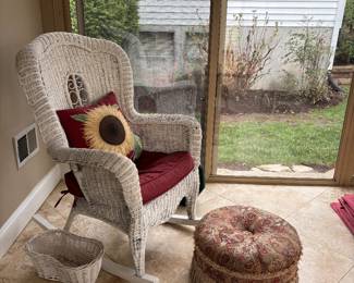 WICKER ROCKER WITH FOOT STOOL