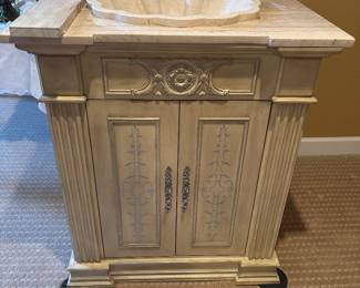 VANITY WITH CULTURE MARBLE TOP/SINK WITH BACK SPLASH 