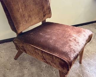 MCM Armless Slipper Chair in Velvet Upholstery 