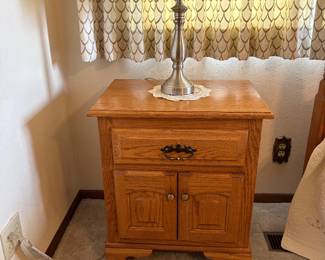 Matching Oak Night Stand & Table Lamps 