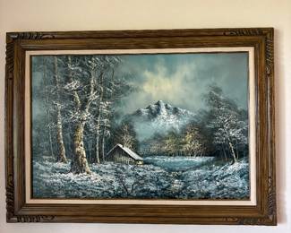 Vintage Framed Oil Painting on Canvas 