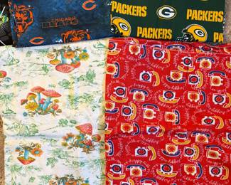 Chicago Bears & GB Packers & Other Fabric Pieces 