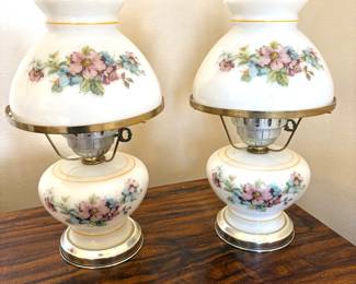 Set of 2 Vintage Hurricane Table Lamps 