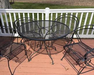 Black Iron Patio Set w/ Two Rocker Chairs 