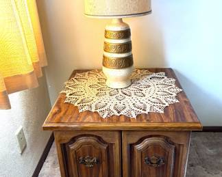 MCM Table Lamp (x2) & End Table w/Storage 