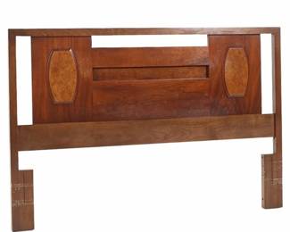 Young Manufacturing Mid Century Walnut and Burlwood Headboard
