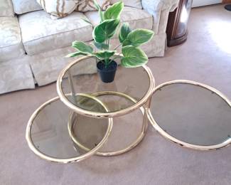 MCM MILO Braughman 3 Tier Brass Swivel coffee table